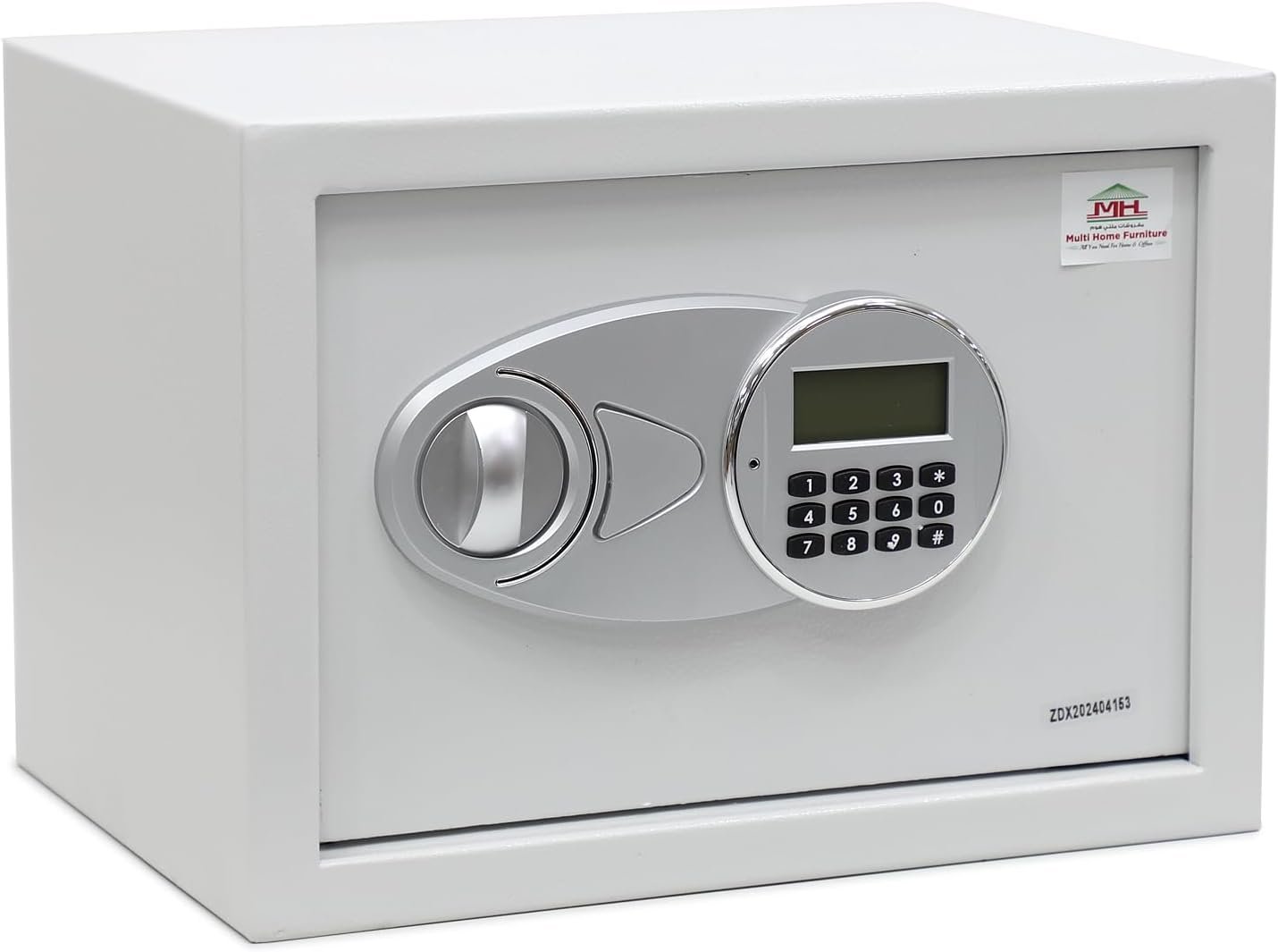Multi Home Furniture White Safe Box – A4 Document Size Digital Security Locker with Keypad & Key Lock, Safety Deposit Lock Box, Fireproof Safe Box for Home Safe, Jewelry, Cash, Document, Vault Storage