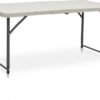 Multi Home Furniture White Foldable Table – Adjustable Table for Dining, Camping Table, Picnic and Outdoor Table | Portable Table | Black Folding Metal Frame | Plastic Table for Indoor and Outdoor Use