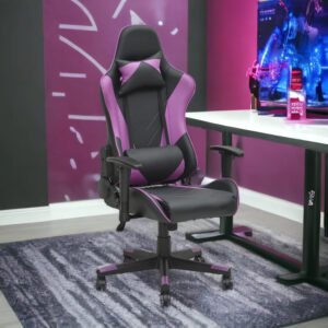 Multi Home Furniture Black & Purple Gaming Chair | Ergonomic Chair High Recliner Chair with Adjustable Headrest & Footrest | Gaming Chair with Lumbar Support & Back Support | PU Leather Swivel Chair