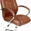 Multi Home Furniture MH-7066 Ergonomic Office Chair, Computer Desk Chair, PU material, Steel Structure, Smooth lumbar support with adjustable Height, Brown