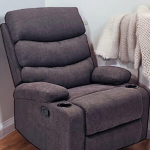 Best Single Recliner 360 Sofa MH-03847 FABRIC Modern Rocker Ergonomic Lounge 360 Degree Swivel With cup-holderSingle Sofa Seat Living Room Chair (Brwon)