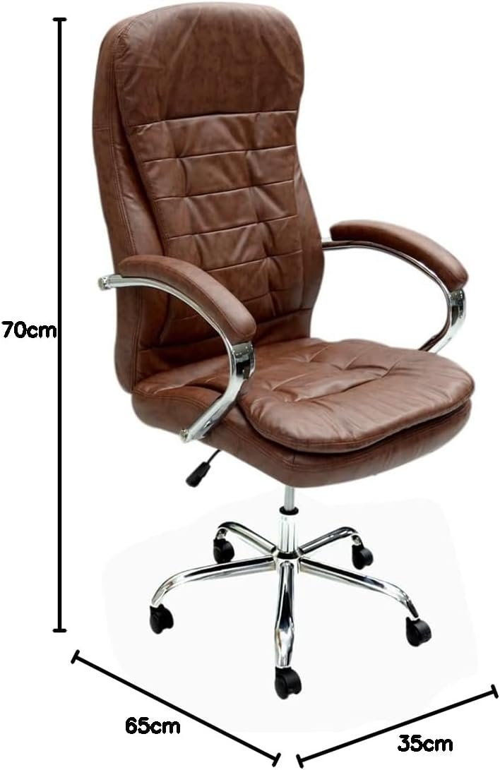 Multi Home Furniture Brown Faux Leather Office Chair – Ergonomic Chair with Adjustable Height, Padded Armrests, High Back Lumbar Support | Gaming Chair | Swivel Desk Chair | Computer Chair for Home - Image 2