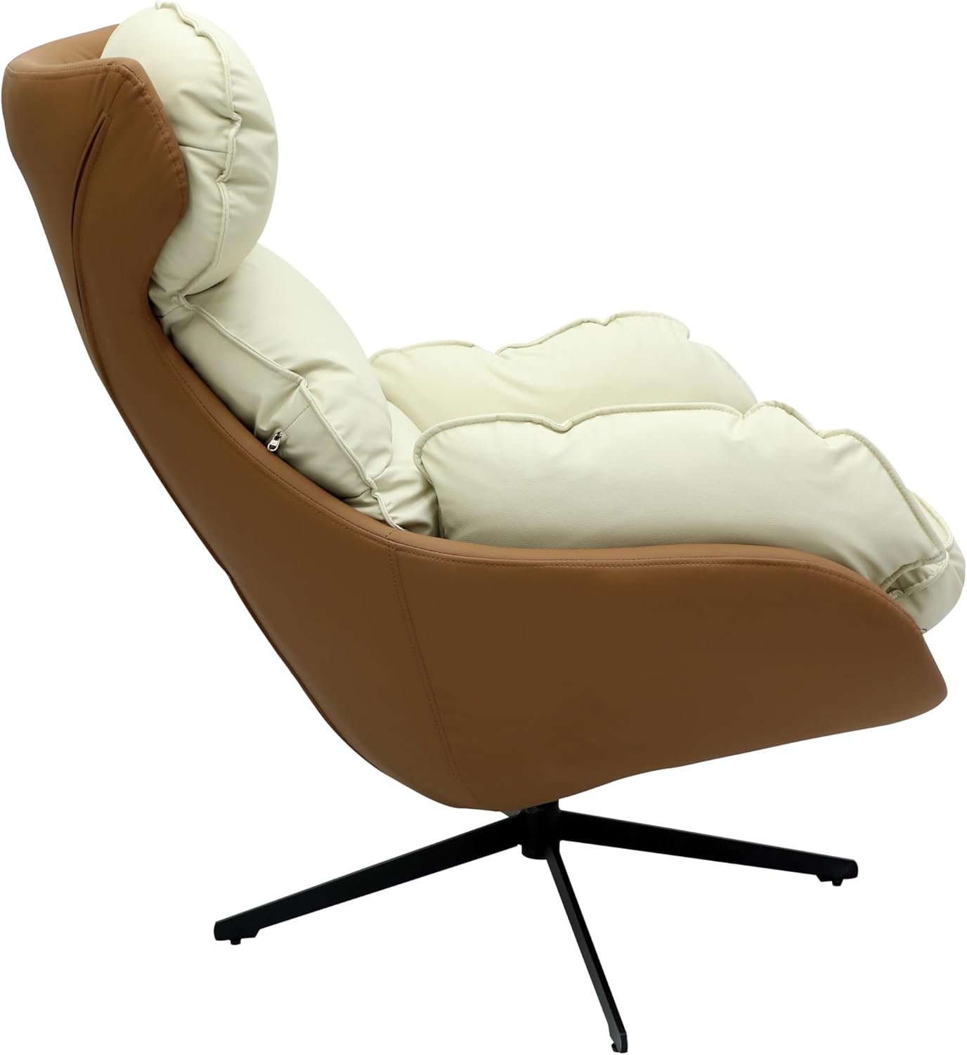Multi Home Furniture Brown & White Leisure Chair – Lounge Chair with Cushion, Ergonomic Chair, 360 Rotating Swivel Chair, Accent Chair, Comfortable Reading Chair, Comfy for Living Room Furniture - Image 3