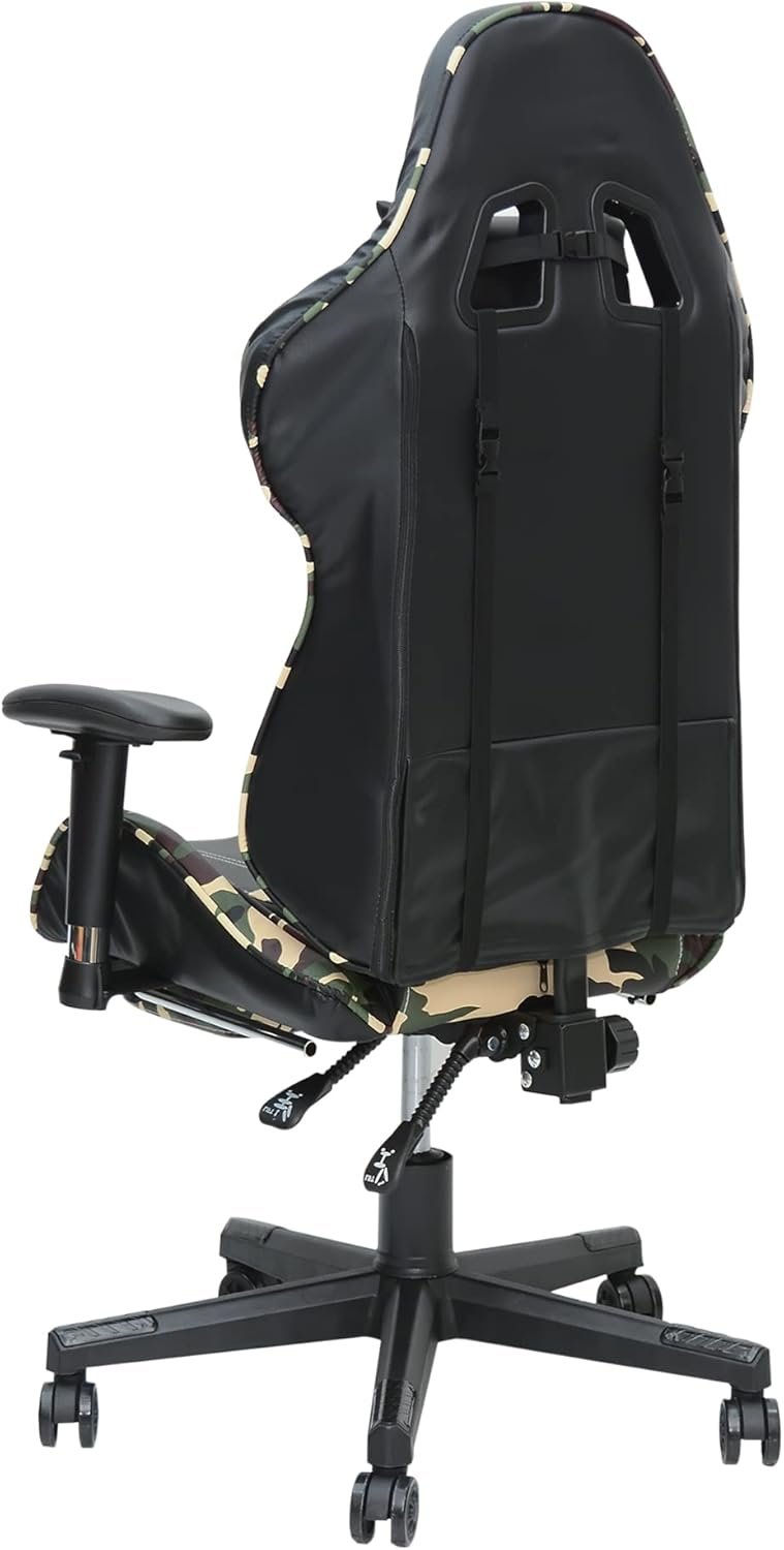 Multi Home Furniture Army & Black Gaming Chair | Ergonomic Chair High Recliner Chair with Adjustable Headrest & Footrest | Gaming Chair with Lumbar Support & Back Support | PU Leather Swivel Chair - Image 5