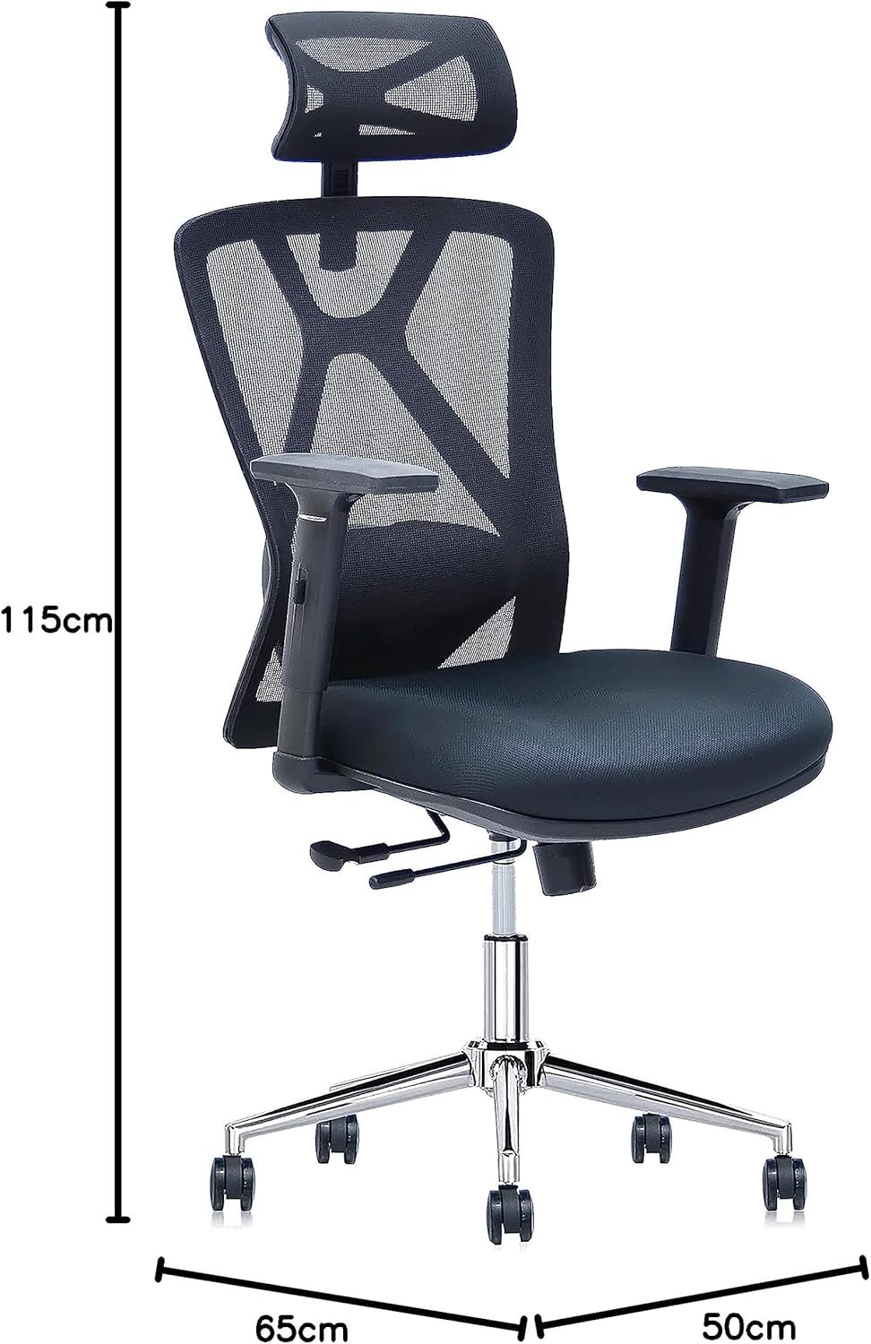 Multi Home Furniture Black Mesh Office Chair – Ergonomic Chair with Adjustable Headrest, Armrests & Lumbar Support, Swivel Desk Chair with Reclining Function, Gaming Chair, Computer Chair for Home - Image 3