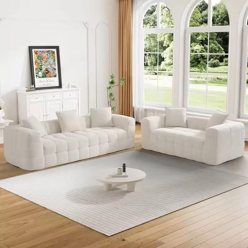 Poppins HOME Modern Comfy Chenille Sofa Set – Deep Seat 3 Seater & 2 Seater Couches | Black & Green Living Room Furniture, Soft Upholstery, Sturdy Frame (Black, 2-seater) - Image 6