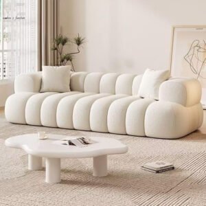 Poppins HOME Modern Z Corner L-Shape Luxury Sofa – Contemporary Comfort (White, L SHape + Ottoman)