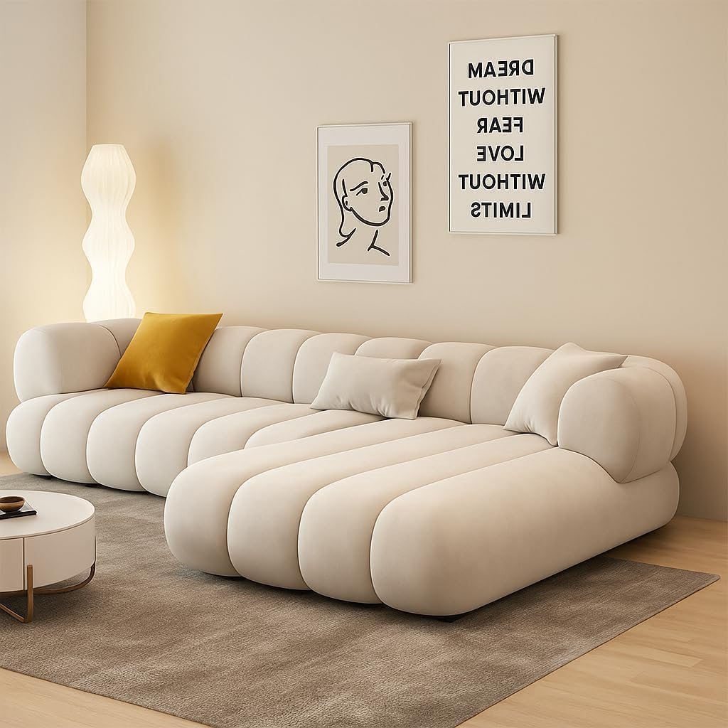 Poppins HOME Premium L‑Shape Corner Sectional Sofa – Luxurious Upholstery, Modular Design, Modern Living Room Sofa (Beige, LEFT) - Image 3