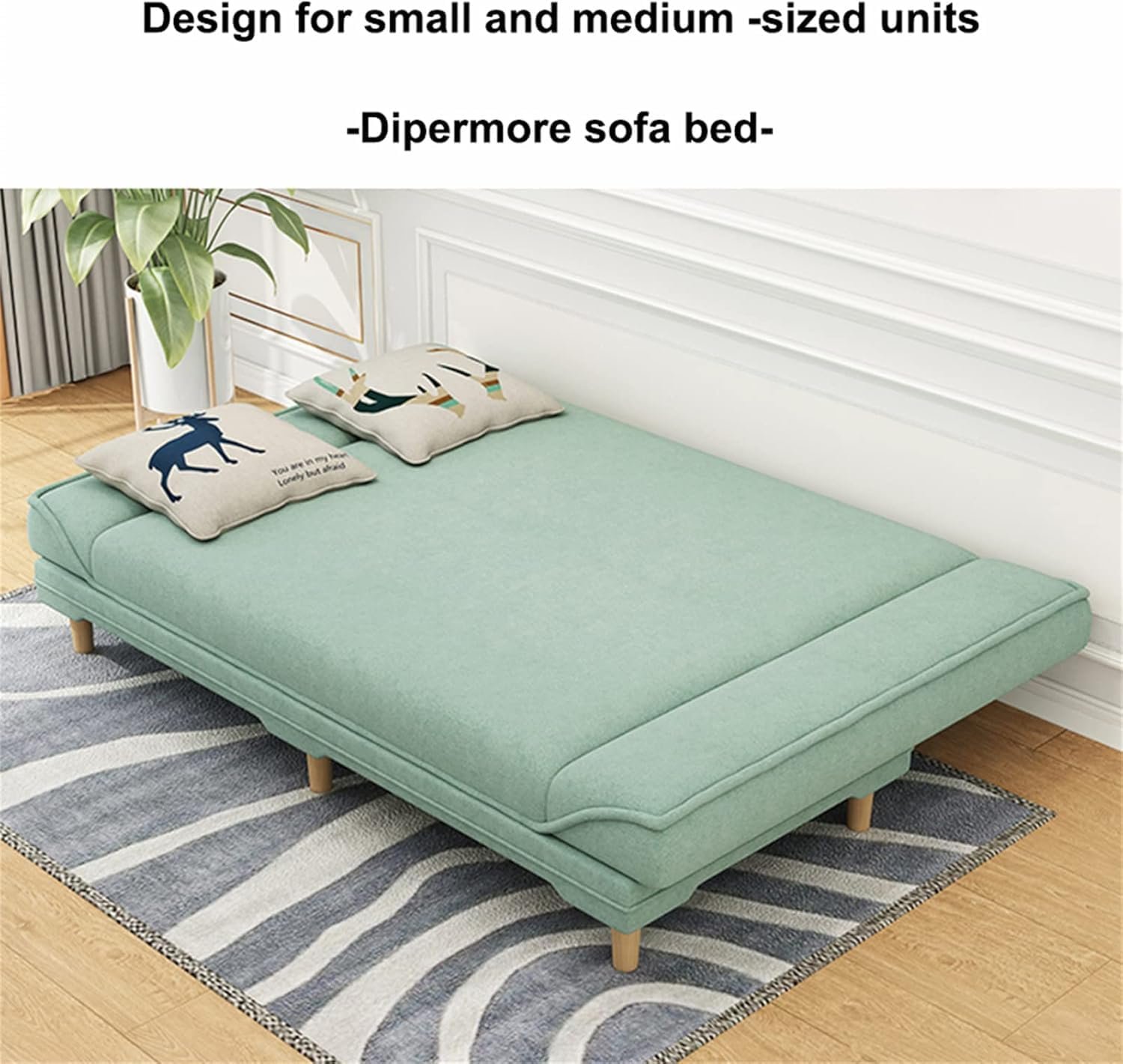 Poppins HOME Modern Sofa Bed with Tufted Cushions, Wooden Legsy (Grey) - Image 3