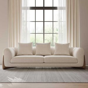 Poppins HOME Modern Luxury Sofa Set – Premium Fabric Upholstered Living Room Furniture with Solid Wood Legs (2 seater)