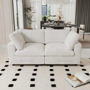 Poppins HOME L-Shaped Modern Sectional Sofa – Fabric Upholstered Corner Sofa with Chaise Lounge for Living Room, Apartment & Office (2-seater)