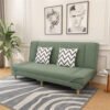 Poppins HOME Modern Sofa Bed with Tufted Cushions, Wooden Legsy (Light Green)