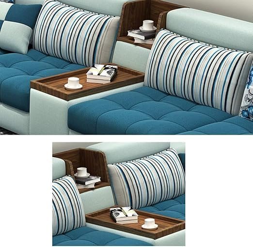 Poppins HOME Modern Simple U-Shaped Sofa Living Room Chaise Longue Sofa Removable And Washable Cotton And Linen Fabric Sofa (Olive Green) - Image 9