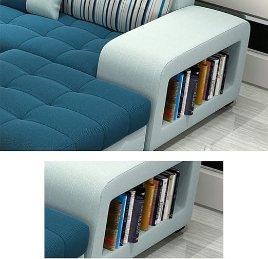 Poppins HOME Modern Simple U-Shaped Sofa Living Room Chaise Longue Sofa Removable And Washable Cotton And Linen Fabric Sofa (Olive Green) - Image 10