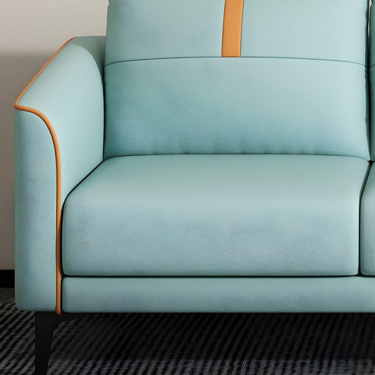 Poppins HOME Modern Sofa with Orange Pipinger (Blue, 3 Seater) - Image 3