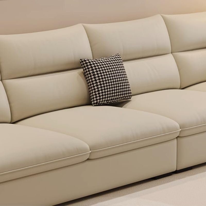 Poppins HOME Large Modular Sofa, Beige Upholstery, 4 Sections, with Throw Pillows - Image 4