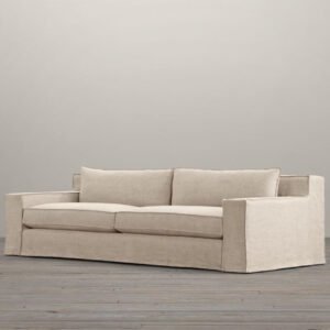 Poppins HOME Sofa Couch/Loveseat with Concealed Support and Removable Cushion | Modern Off-White 3-Seat Sofa for Living Room Comfort