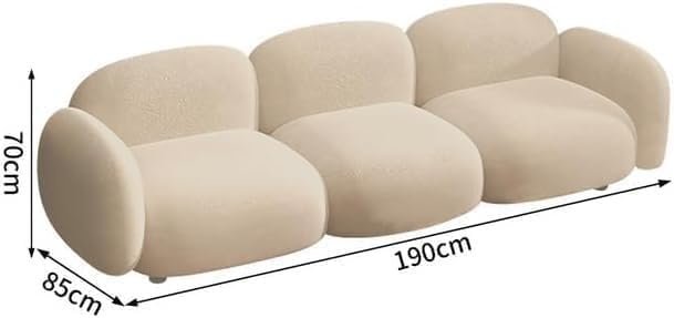 Karnak Modern Minimalist Living Room Sofa Cream, Straight Line Design for Small Apartment 3+2+1 Seater - Image 2