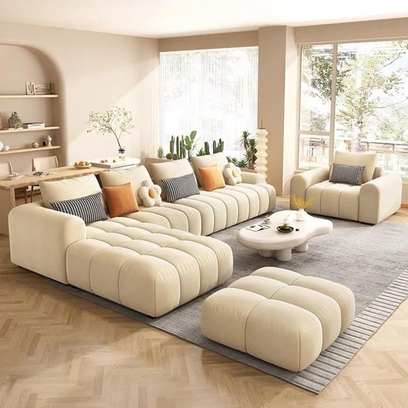 Karnak Modular Sofa Set with Tufted Cushions. (Beige, LShape) - Image 2