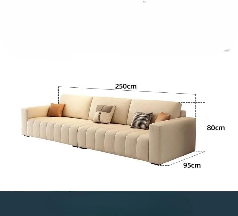 Karnak Modern Minimalist Sofa – Luxury Upholstered Couch with Deep Seating, Wide Armrests & Decorative Cushions – Elegant Cream Sofa for Living Room, Lounge & Office (Grey, 250cm) - Image 2