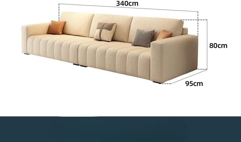 Karnak Modern Minimalist Sofa – Luxury Upholstered Couch with Deep Seating, Wide Armrests & Decorative Cushions – Elegant Cream Sofa for Living Room, Lounge & Office (Grey, 250cm) - Image 7