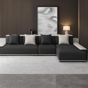 Karnak Modern Leather Sofa Set (ORANGE, 1+3+CHAISE LOUNGE)