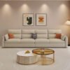 Karnak Large Modular Sofa, Beige Upholstery, 4 Sections, with Throw Pillows