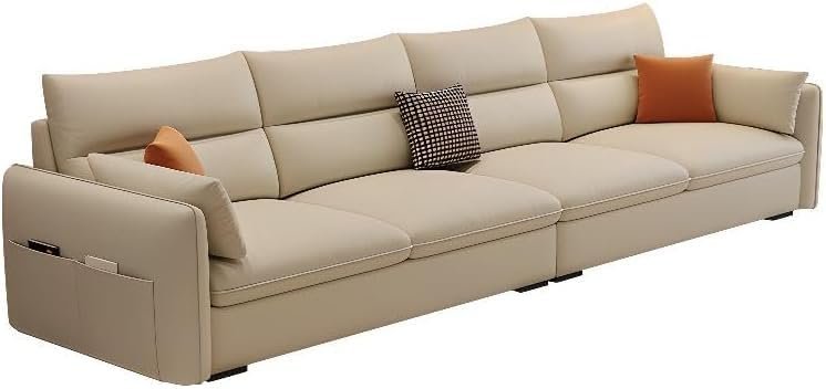Karnak Large Modular Sofa, Beige Upholstery, 4 Sections, with Throw Pillows - Image 2