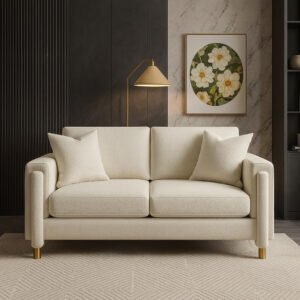 Karnak Eltham 2Seater Fabric Sofa With 2Years Warranty 165X92X79Cm White | Modern Sofa | Couch | Living Room Furniture | Sectional Sofa | Upholstered