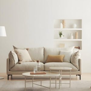 Karnak Modern Living Room Fabric Sofa Recessed Arm Loveseat With Black Legs 160 X 88 X 88 Cm White FOS-COM-10379 | Modern Sofa | Couch | Living Room F