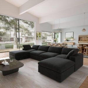 Karnak Modern Modular Sectional Sofa Set - Bouclé Fabric Couch with Removable Covers & Adjustable Configuration for Living Room | Apartment | or Off