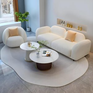 Karnak Modern Wood Frame Sofa with Sherpa Upholstery | Space-Saving 3-Seater in White | 199.898 x 80.01 x 69.85 cm (2) | Modern Sofa | Couch | Living
