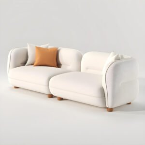 Karnak Modern White Sherpa Upholstered Sofa with Wood Frame and Water Resistant Feature | 299.72x109.22x73.66 cm | Modern Sofa | Couch | Living Room