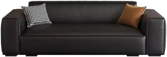 Karnak Modern Black Leather Square Arm Sofa With Storage And Stain Resistant Technology | Latex Seat Filling | 320.04X81.28X68.58CM | Modern Sofa - Image 5