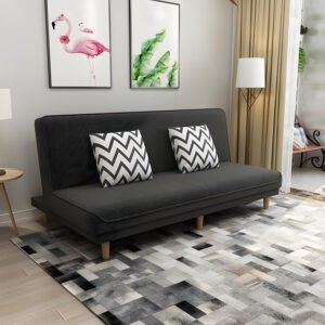 Karnak Fabric Adjustable Sleeper Sofa Split Back Armless Sofa Bed 119.38 X 68.58 X 80.01 Cm Black 1PN | Modern Sofa | Couch | Living Room Furniture