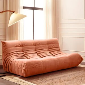 Karnak Modern Tufted Cushions Armless Living Room Wooden Standard Seating | Suede 180 X 102 X 70 Cm Pink | Modern Sofa | Couch | Living Room Furniture