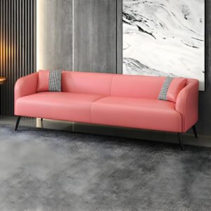 Karnak Modernism3-Seat Sofa With Tight Back And Recessed Arm | Leathaire 150 X 68 X 65 Cm Pink | Modern Sofa | Couch | Living Room Furniture | Section
