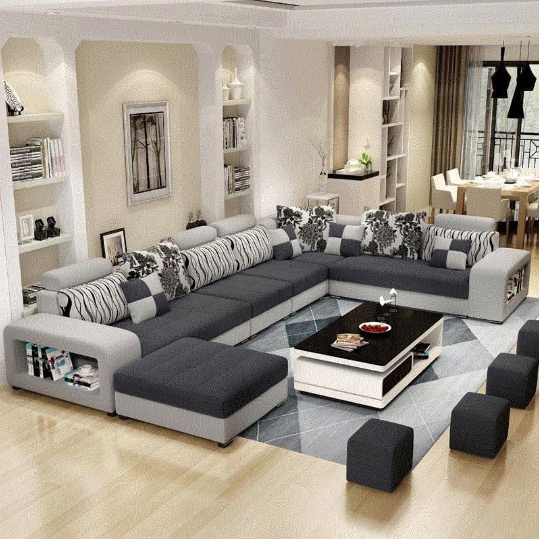 Karnak Modern Fabric Sectional Sofa Bed - Convertible U-Shaped Couch with Foam Fill & Solid Wood Frame (Blue | CUSTOMIZED SIZE) | Modern Sofa | Livin - Image 6