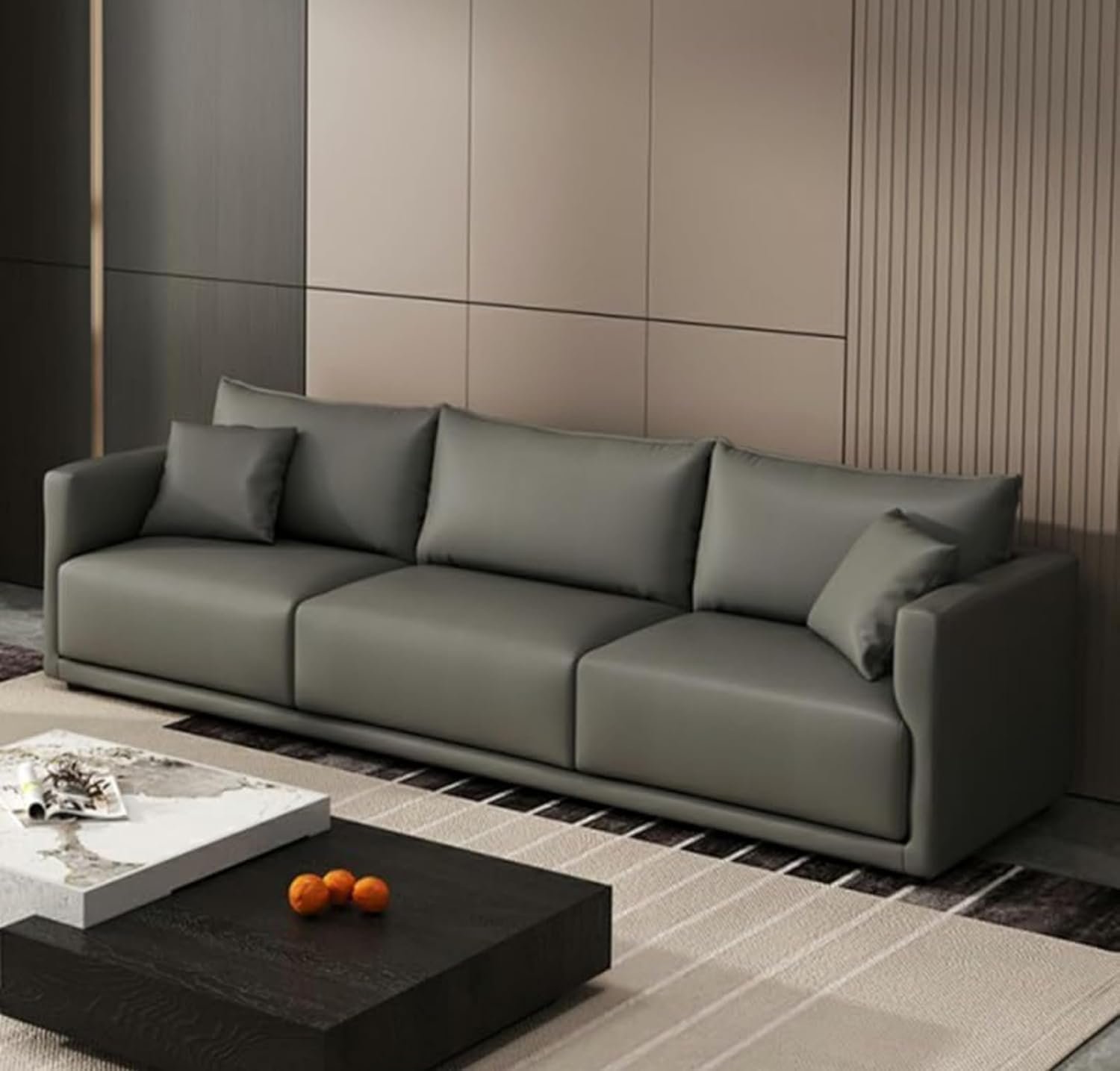 Karnak Modern Wood Frame Sofa with Foam Seat Cushions and 2 Included Pillows | Living room stylish couch | 187.96 x 73.66 x 76.2 cm (Croci) | Modern - Image 2