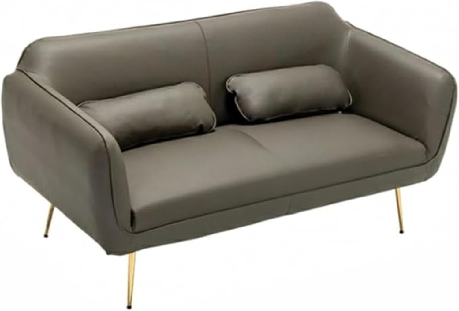 Karnak PU Upholstery Glam Loveseat Sofa | Flared Arms | Compact Size for Two | 142.24 x 76.2 x 78.74 cm | Solid Green Design (Beige | 2 Seater) - Image 2