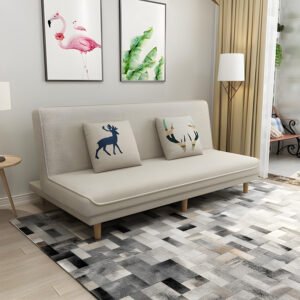 Karnak Fabric Adjustable Sleeper Sofa Split Back Armless Sofa Bed 149.86 X 68.58 X 80.01 Cm Blue-White 1PN | Modern Sofa | Couch | Living Room Furnitu