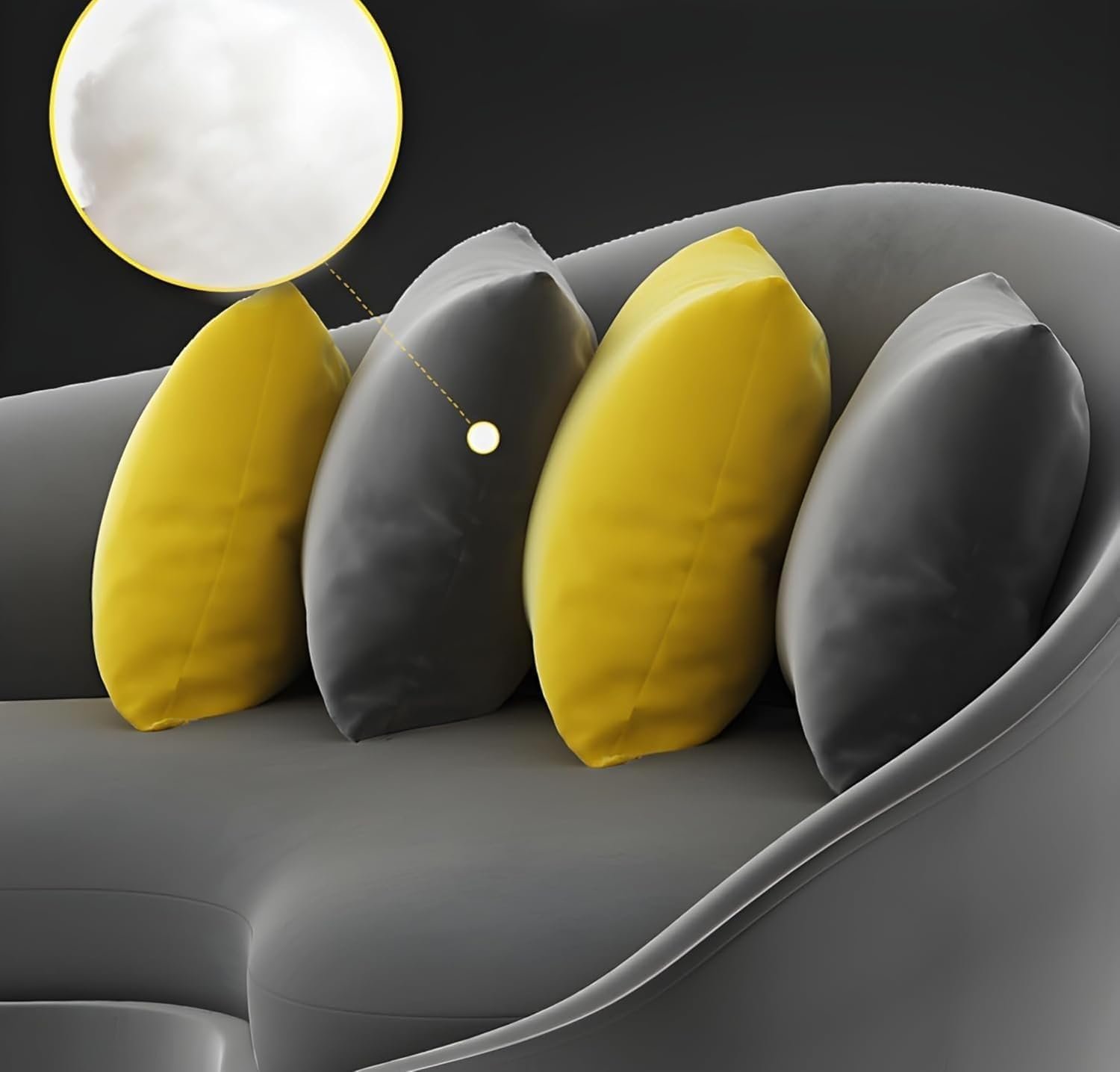 Karnak Contemporary Velvet Solid Color Curved Slope Arm Sofa | Grey | 170.18 x 96.52 x 85.09 cm | Modern Sofa | Couch | Living Room Furniture | Secti - Image 4