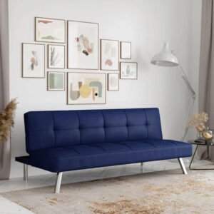 Karnak Modern Convertible Sofa - Elegant Tufted Polyester Futon & High-Density Foam (Navy) | Modern Sofa | Couch | Living Room Furniture | Sectional S