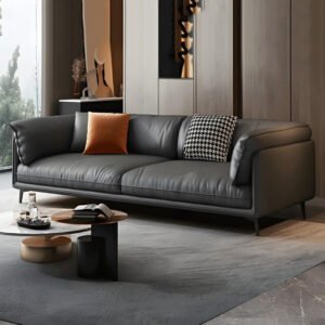 Karnak Contemporary Pillow Top Arm Sofa With Cushions For Living Room | Tech Cloth 160 X 90 X 85 (Grey) | Modern Sofa | Couch | Living Room Furniture