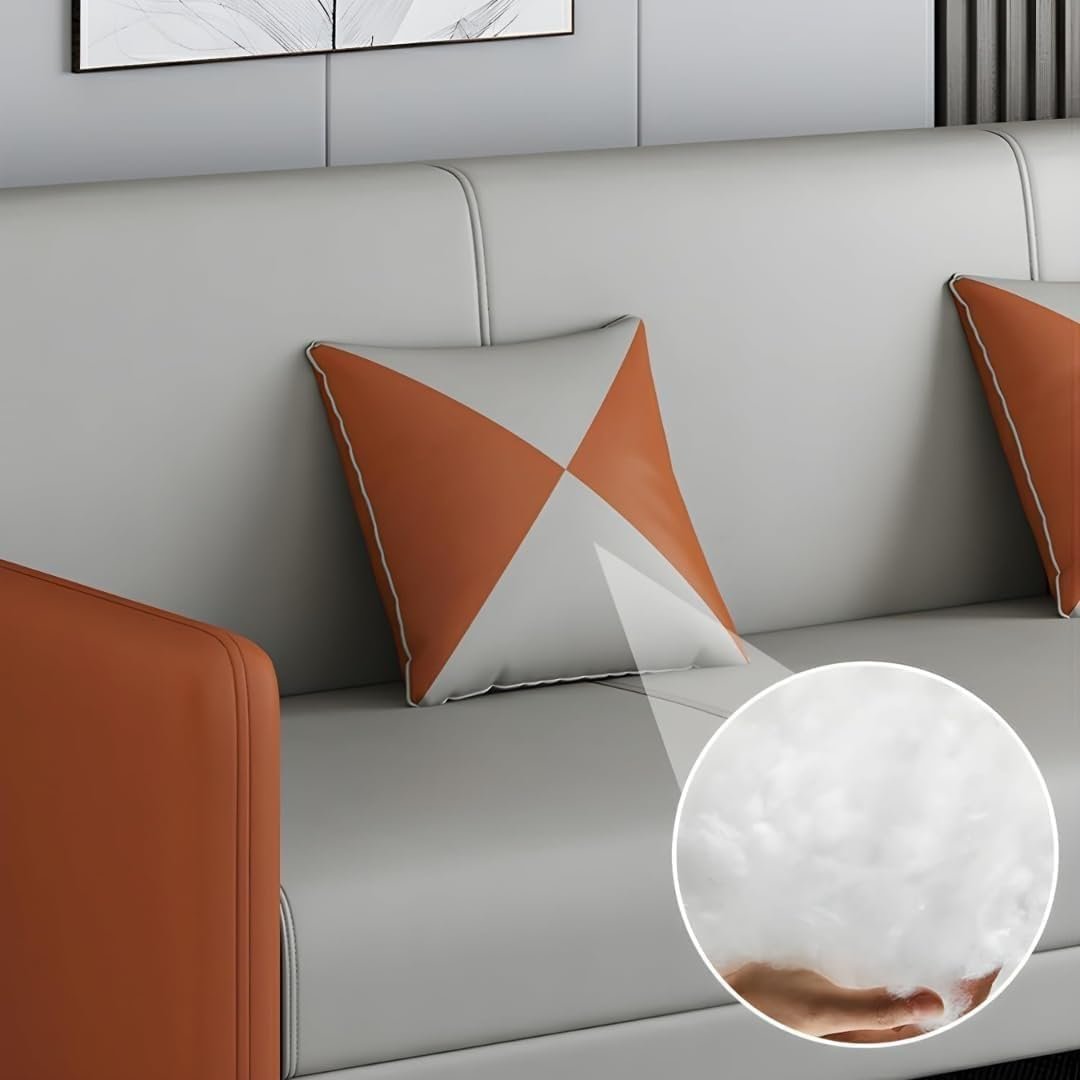 Karnak Contemporary Square Arm Convertible Sofa | 3-Seater with Extra Pillows | Solid Tech Cloth Upholstery | Beige/Light Gray | Tight Back Design - Image 4