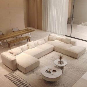 Karnak Modern Design U-Shaped Sofa Couch Set Velvet Upholstery Fabric Upholstery Corner Sectional Couch (customize color) for Living Room Furniture