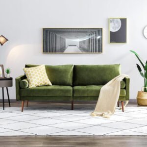 Karnak Brooklyn Leather 2-Seater Sofa Couch Set Modern Design Design Sofa Couch For Living Room Color (Green)