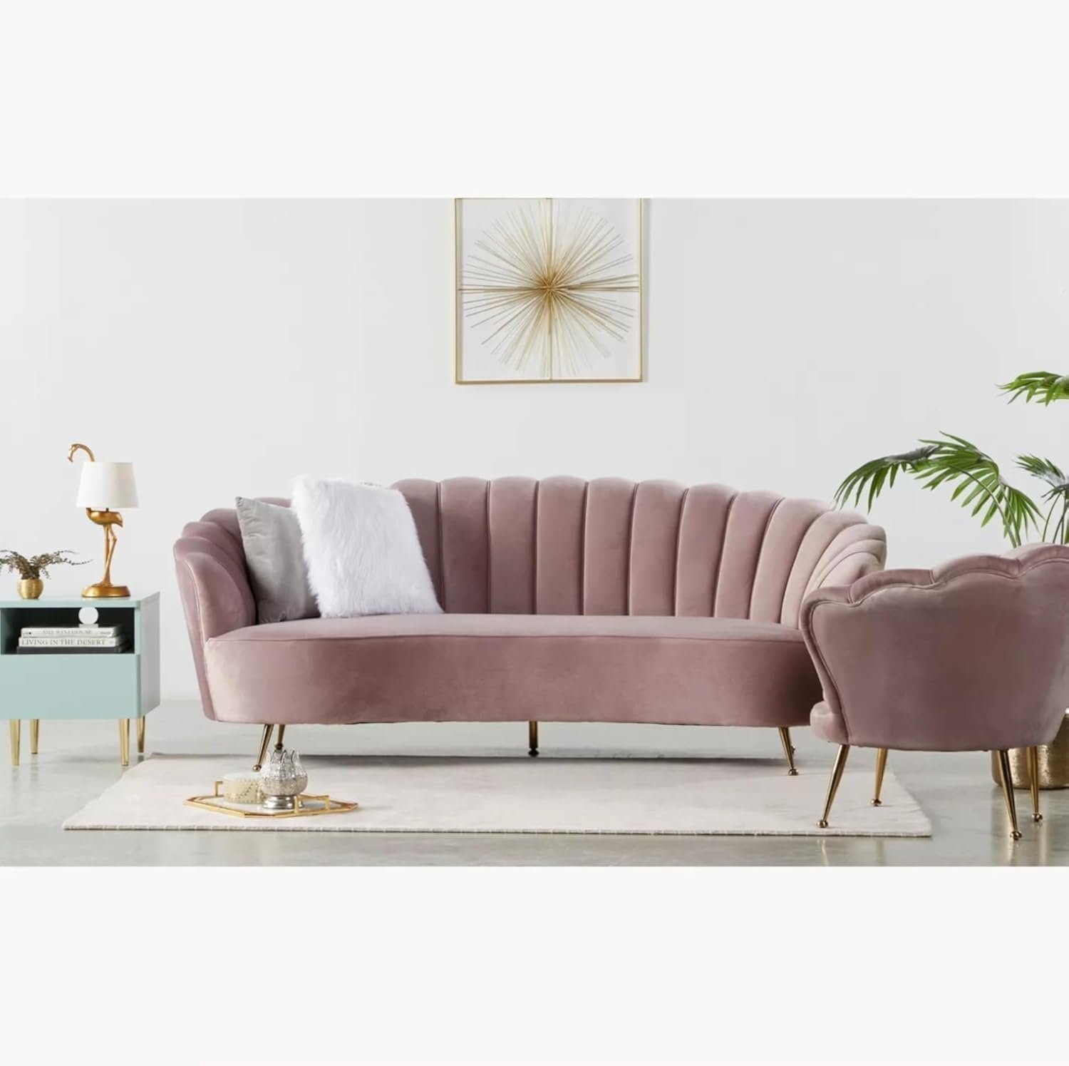 3-Seater Velvet Upholstery Sofa Couch A Perfect Blend of Comfort and Style - Light Pink for Living Room Furniture - Image 5