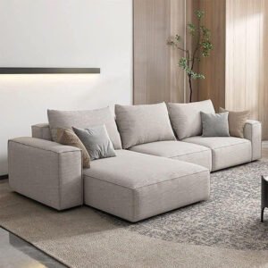 Karnak Rabia 3 Seater Sectional Sofa Couch â€“ Cream for Living Room Furniture