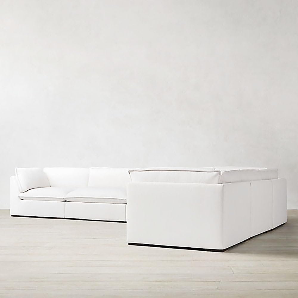 Karnak Baker 6 Seater Polyester Sofa Couch Modern Design Design Sectional Sofa Couch For Living Room Color – White - Image 4